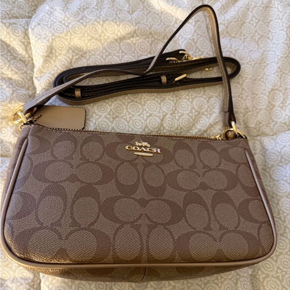 Coach Handbags - Coach Tan Signature Crossbody Bag